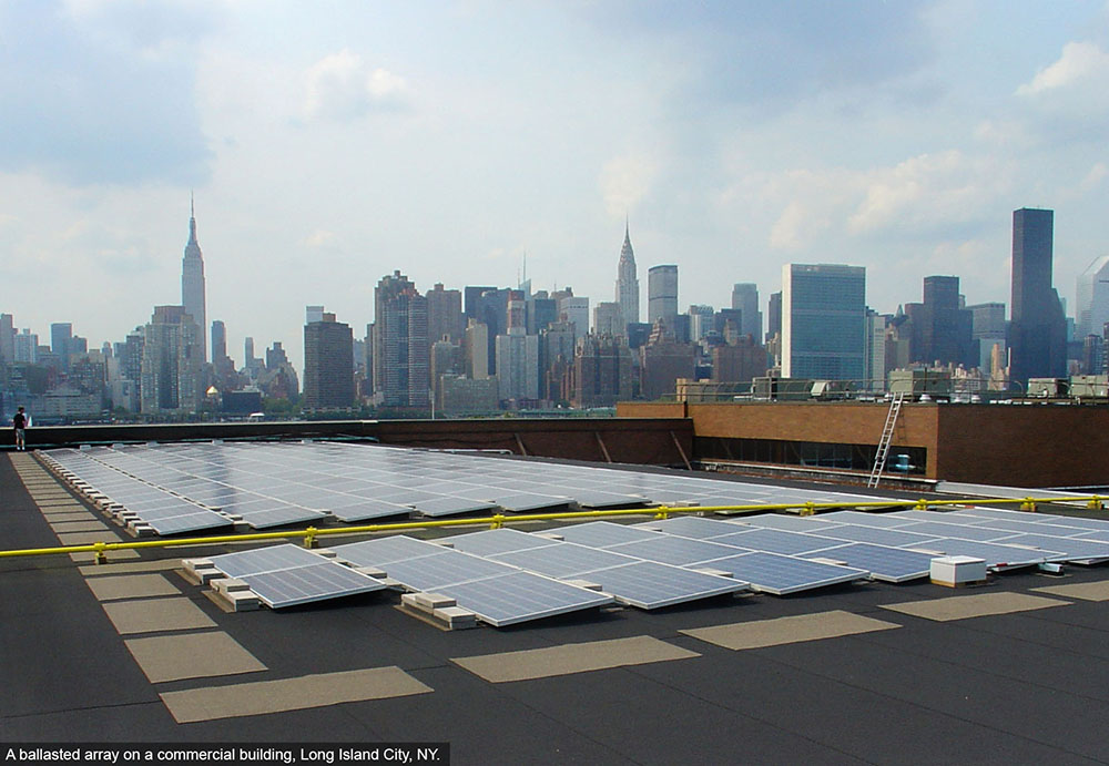 Rooftop solar array Queens NY.