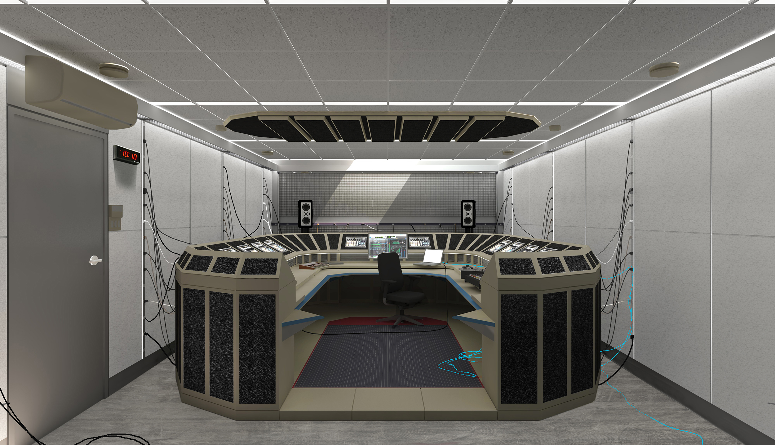 Passive House Sound Studio, work space with skylights.