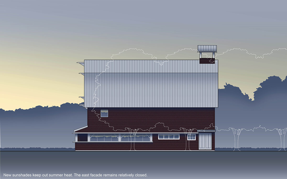 Modern barn renovation East facade.