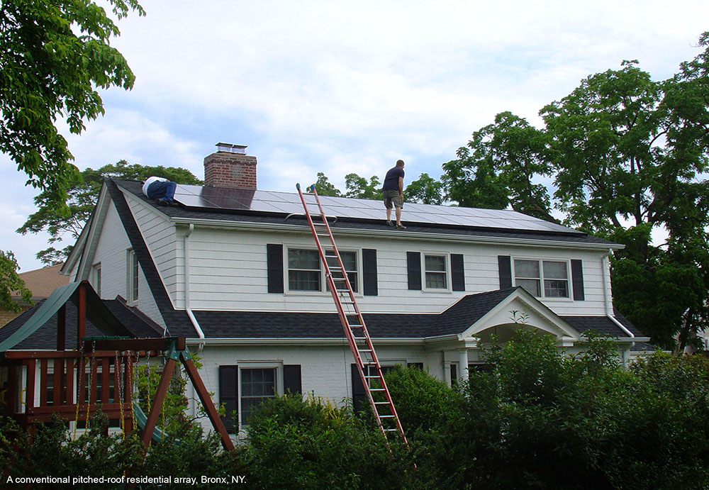 rooftop solar array on a house in Queens NY.