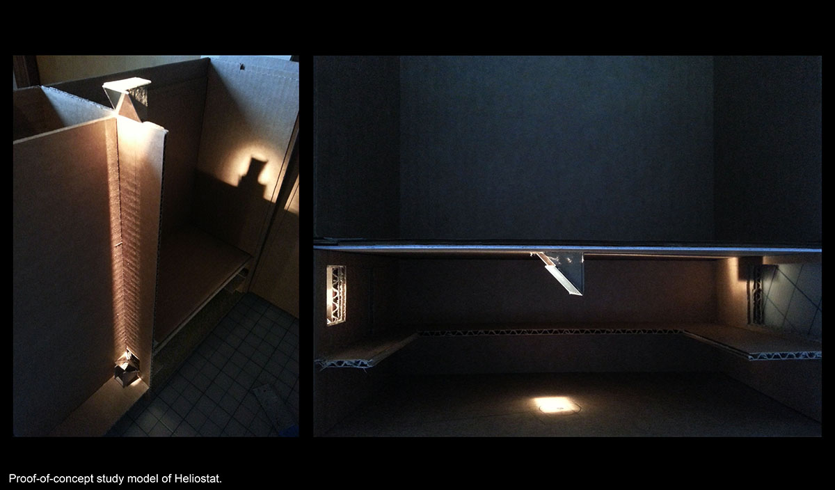 Model of heliostat reflection to studio.